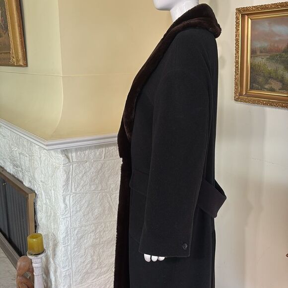 Vintage Nicole Farhi Wool/Cashmere Blend & Faux Fur Full Length Evening Coat - Picture 9 of 13